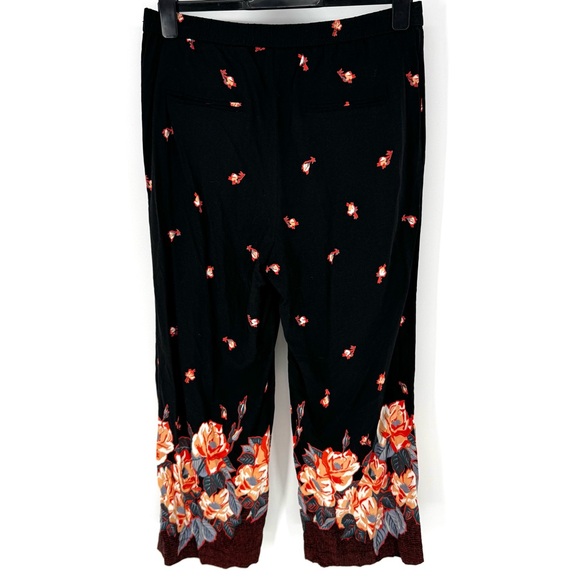 Anthropologie Black Floral Wide-Leg Pants - Picture 3 of 7